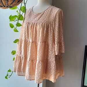 Pleione Lace Bohemian Boho Hippie Tunic Blouse - Medium